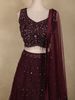 Deep Wine Sequins and Beads Embroidered Design Net Lehenga With Net Dupatta