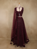 Deep Wine Sequins and Beads Embroidered Design Net Lehenga With Net Dupatta
