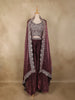 Deep Wine Sequins and Beads Embroidered Design Organza Bridesmaid Lehenga with Dupatta