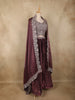 Deep Wine Sequins and Beads Embroidered Design Organza Bridesmaid Lehenga with Dupatta