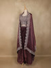 Deep Wine Sequins and Beads Embroidered Design Organza Bridesmaid Lehenga with Dupatta