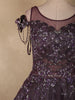 Deep Wine Purple Sequins and Beads Embroidered Design Organza Party Wear Gown