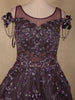 Deep Wine Purple Sequins and Beads Embroidered Design Organza Party Wear Gown