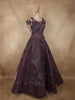 Deep Wine Purple Sequins and Beads Embroidered Design Organza Party Wear Gown