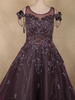 Deep Wine Purple Sequins and Beads Embroidered Design Organza Party Wear Gown