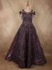 Deep Wine Purple Sequins and Beads Embroidered Design Organza Party Wear Gown