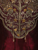 Deep Wine Sequins and Zardozi Embroidered Design Silk Anarkali Gown with Striped Dupatta