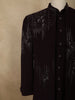 Deep Wine Silver Beads and Zardozi Embroidered Design Polynosic Sherwani Suit