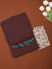 Deep Wine Solid Design Cotton Casual Wear Saree with Kalamkari Blouse