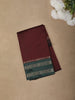 Deep Wine Solid Design Semi Silk Fancy Saree with Contrast Zari Border