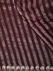 Deep Wine Striped Zari Woven Design Pure Organza Saree with Designer Border
