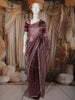 Deep Wine Striped Zari Woven Design Pure Organza Saree with Designer Border