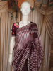 Deep Wine Striped Zari Woven Design Pure Organza Saree with Designer Border
