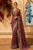 Deep Wine Striped Zari  Woven Design Pure Tissue Fancy Saree with Lace Border