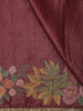 Deep Wine Striped Zari  Woven Design Pure Tissue Fancy Saree with Lace Border