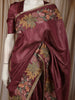 Deep Wine Striped Zari  Woven Design Pure Tissue Fancy Saree with Lace Border