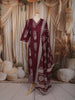 Deep Wine Traditional Motif Printed Design Cotton Straight Cut Salwar Suit with Matching Dupatta