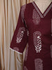 Deep Wine Traditional Motif Printed Design Cotton Straight Cut Salwar Suit with Matching Dupatta