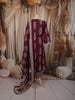 Deep Wine Traditional Motif Printed Design Cotton Straight Cut Salwar Suit with Matching Dupatta