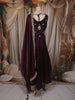 Deep Wine Zari Embroidered Design Georgette Gown with Dupatta