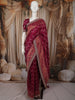 Deep Wine Zig Zag Vine Zari Woven Design Pure Banarasi Silk Saree with Sequins Border