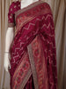 Deep Wine Zig Zag Vine Zari Woven Design Pure Banarasi Silk Saree with Sequins Border