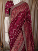 Deep Wine Zig Zag Vine Zari Woven Design Pure Banarasi Silk Saree with Sequins Border