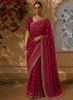 Deep Wine Zig Zag Vine Zari Woven Design Pure Banarasi Silk Saree with Sequins Border