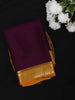 Deep Wine purple Solid Design Mysore Silk Saree with Contrast Zari Border