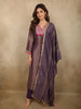 Deep Aubergine Purple Floral Zari Woven Design Banarasi Silk Salwar Suit