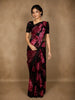 Deep Black Floral Printed Design Net Fancy Saree