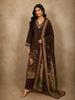 Deep Coffee Brown Floral Thread Embroidered Design Tissue Silk Salwar Suit