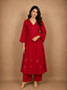 Deep Crimson Red Solid Woven Design Cotton Co-ord Set