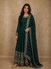 Deep Emerald Green Floral Sequins and Zari Embroidered Design Semi Silk Anarkali Salwar Suit