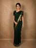 Deep Forest Green Solid Woven Design Pure Kanchipuram Silk Saree with Zari Border