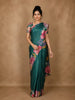 Deep Green Striped Design Semi Tussar Silk Saree