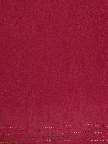 Deep Magenta Floral Designed Chanderi Cotton Saree - Diadem