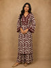Deep Maroon Abstract Printed Design Cotton Palazzo Suit
