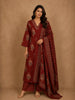 Deep Maroon Floral Printed Design Cotton Salwar Suit with Dupatta
