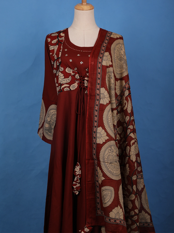 Deep Maroon Floral Printed Salwar Suit - Diadem