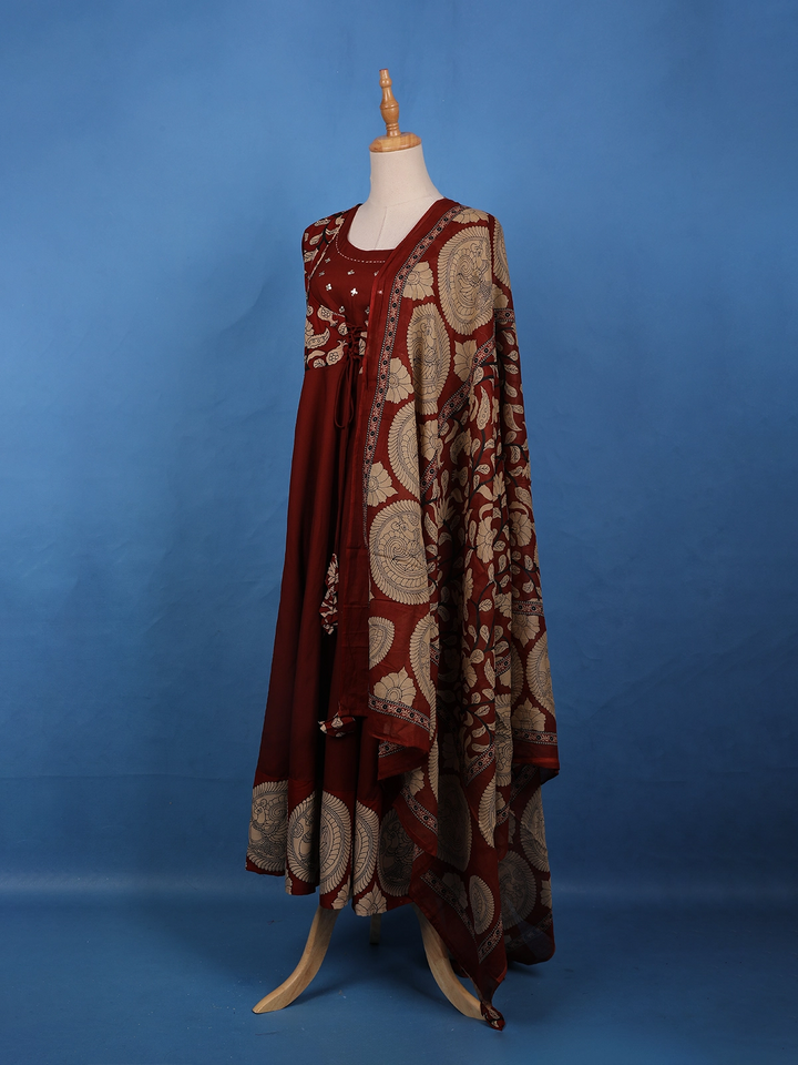 Deep Maroon Floral Printed Salwar Suit - Diadem