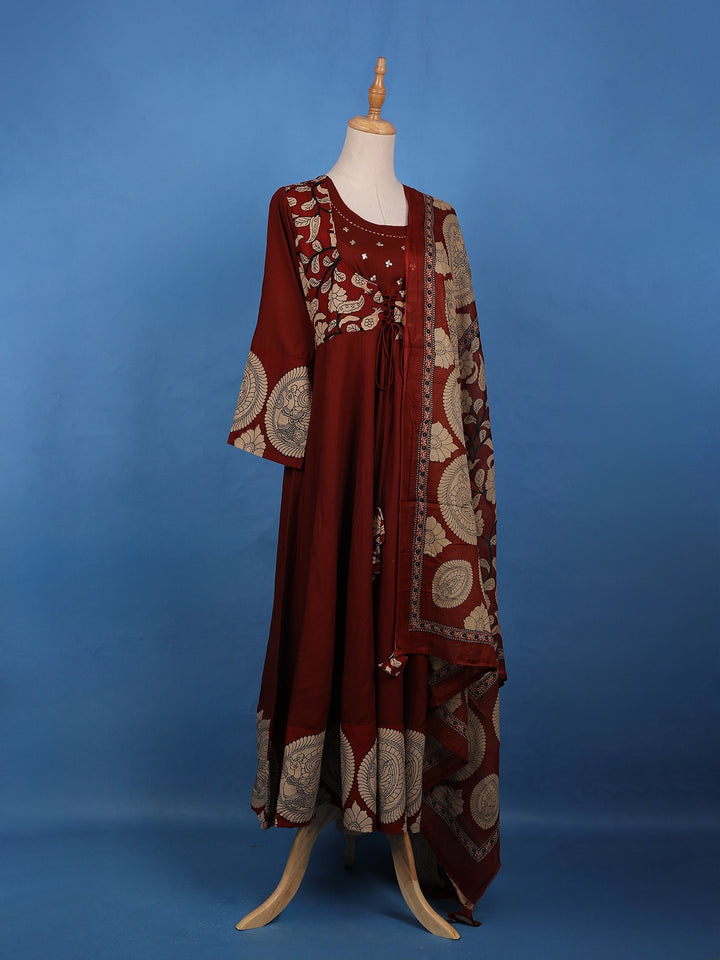 Deep Maroon Floral Printed Salwar Suit - Diadem