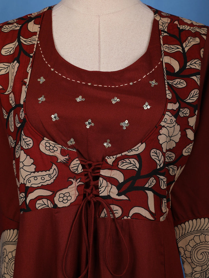 Deep Maroon Floral Printed Salwar Suit - Diadem