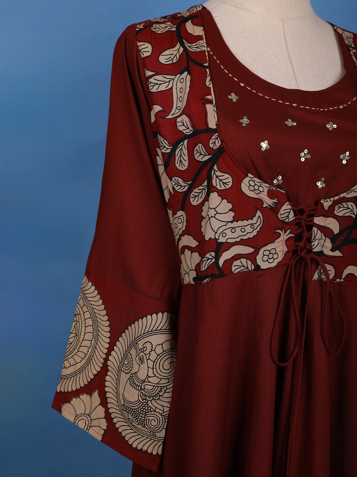 Deep Maroon Floral Printed Salwar Suit - Diadem