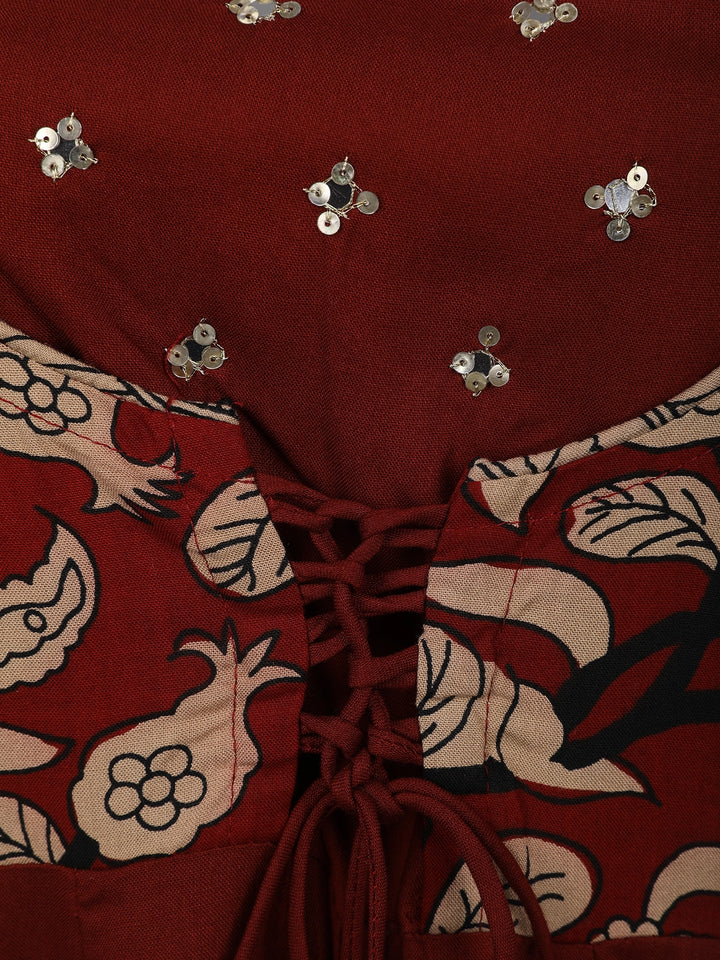 Deep Maroon Floral Printed Salwar Suit - Diadem