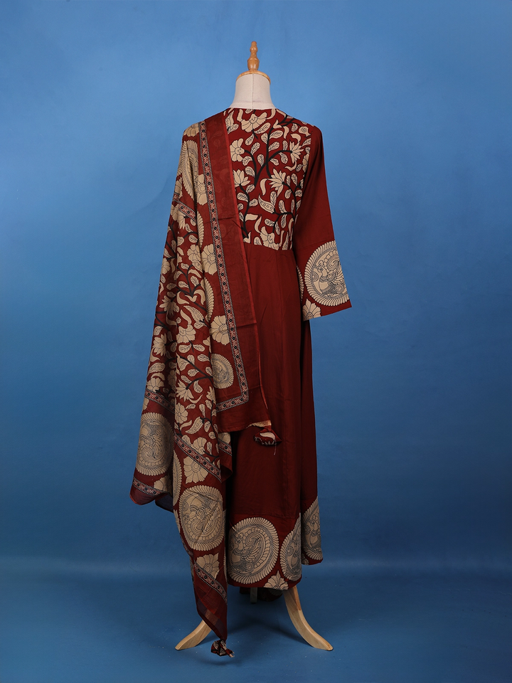 Deep Maroon Floral Printed Salwar Suit - Diadem