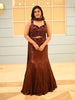 Deep Maroon Heavy Sequins and Beads Embroidered Design Mermaid Shimmer Lehenga with Choker Dupatta