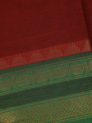 Deep Maroon Solid Cotton Fancy Saree - Diadem