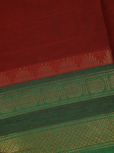 Deep Maroon Solid Cotton Fancy Saree - Diadem