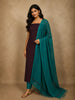 Deep Maroon Striped Woven Design Pure Cotton Unstitched Salwar Material with Contrast Dupatta